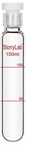 stonylab Glas Reagenzgläser mit PTFE-Kappe, Verdicken Sie Wiederverwendbare Druckbeständige Kolorimetrische Röhrchen mit Flachem Boden aus Borosilikatglas Kulturröhrchen mit PTFE-Schraubverschluss