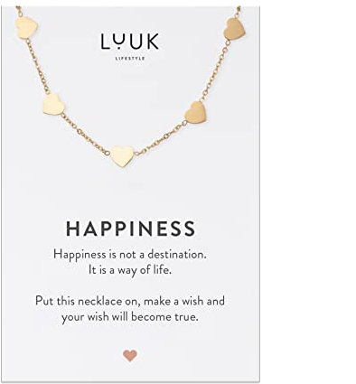 LUUK LIFESTYLE Collanina in acciaio inossidabile con diversi ciondoli a forma di cuore, catenina regolabile singolarmente, oro