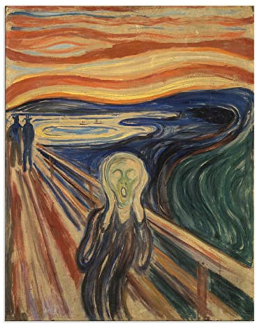 ZHONGYUTONG Der Schrei von Edvard Munch auf Leinwand Berühmtes Gemälde Reproduktion Wand Poster Klassisches Bild für Wohnzimmer Schlafzimmer Dekoration (40x60cm, Kein Rahmen)