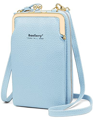 HNOOM Handytasche zum Umhängen Damen Handy Umhängetasche Kleine Umhängetasche Damen Crossbody Handytasche Geldbörse Handy Schultertasche mit Kartenfächer Passt Handy unter 6,5 (Blau)