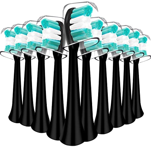 Mullburry Replacement Toothbrush Heads Compatible with AquaSonic Black Series Vibe Series Electric Toothbrush, Curved Shape Design Planted with Nylon Bristle (Black)