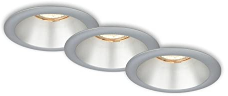 BRILONER Leuchten - 3er Set Einbauleuchten, Einbaulampen, zurückgesetzte Fassung GU10, Einbaustrahler, Chrom-Matt, 95x61 mm