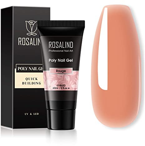 ROSALIND Poly Nail Gel, 60ML Art Acrylgel für Nägel, UV/LED Nagellack Gel Verlängerungskleber für Maniküre Reparatur Nagelverlängerung, Rouge