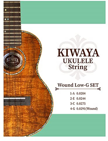 KIWAYA KWLGset Low G Saiten-Set für Ukulele (klare Fluorocarbon Wickelsaiten und Tenorgrößen)