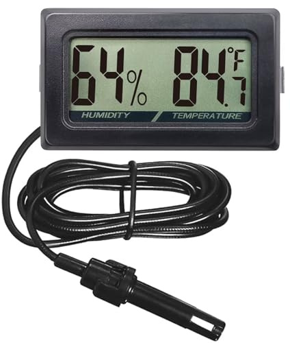 Termometro e igrometro digitale per rettili, monitor 2 in 1 per terrario con lettura istantanea, design mini per tartarughe/gabbie per lucertole/habitat acquario (nero)