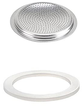 Joint d'étanchéité + filtre de rechange en silicone de qualité alimentaire pour cafetière, expresso, moka - 2 tasses + tamis