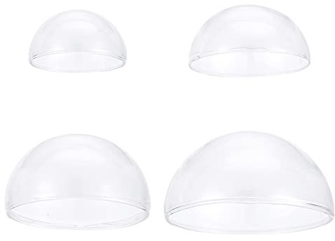 DELORIGIN 4 Sets Glass Dome Cloches, Glass half Round Shape Domes Without base, Decorative Display Case for Home, Office, Garden, Wedding Centerpiece