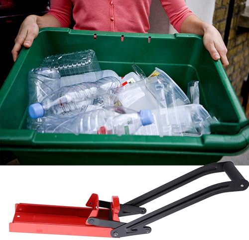 Broyeur de Bouteilles en Acier, Outil de Recyclage de Bouteilles en Plastique de Broyeur de Canettes en Acier de 500 Ml avec Ouvre-boîte et Poignée en Caoutchouc Rouge pour