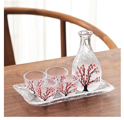 Flasche, kleines Weinglas, Likörglas-Set, Shochu-Weinbecher, Haushalts-Sake-Flasche (A, Einheitsgröße)
