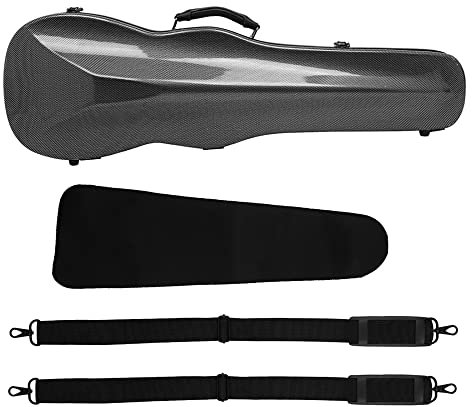 Hapihom Custodia per violino 4/4 in fibra di carbonio, super leggera, triangolare, con igrometro, portatile, grigio argento spazzolato