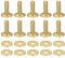sourcing map 10 Set Brass Rivets and Burrs, 9x3.3x14mm Solid Leather Brass Rivet Fastener for Leather DIY Craft Supplies, Gold Tone