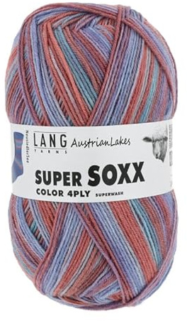 Lang Yarns - Super Soxx Color 4-fach 0420 blau altrosa 100 g