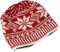 GURU SHOP Wollmütze aus Nepal, Handgestrickte Mütze, Strickmütze, Wintermütze mit Norwegermuster - rot/weiß/Mützen