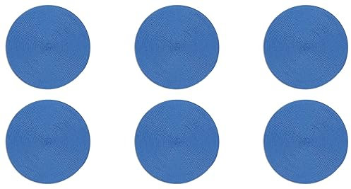 Excelsa Round Set 6 Tovagliette Rotonde, Plastica PP, Cm. 36, Blu