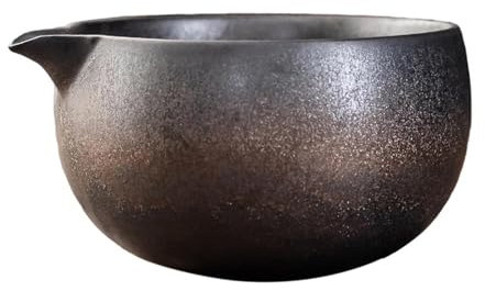 Folpus Matcha Schale Keramik Matcha Tee Schale, Japanische Keramik Matcha Schale mit Ausguss, Handgemachte Chawan Teeschale Teetasse für die Zubereitung von Frühstück, Matcha, Latte, Braun