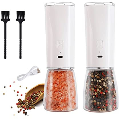 Molinillo de pimienta eléctrico, molinillo de especias, salero y pimentero automático, molinillo de café con juego de luces LED, cerámica ajustable
