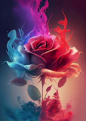 LARIAU 5D DIY Diamond Painting Komplettset Rose Diamond Painting, Diamantmalerei Handwerk Strass Painting für Erwachsene, Kinder, Innendekoration 30x40cm F4