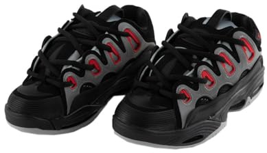 Osiris Men's D3 2001 Skate Shoe, Black/Light Grey/Red, 12 UK