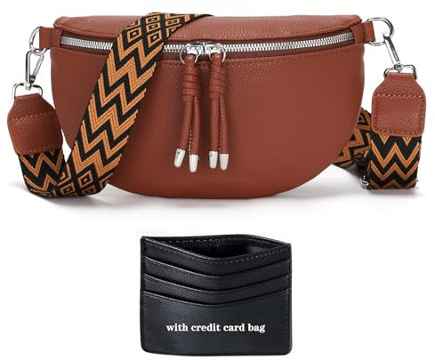 SOGYECS Bauchtasche Damen Veganes Leder Crossbody Bag Damen Umhängetasche Damen Klein Handytasche Zum Umhängen Braun
