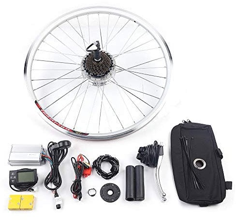 WEIGR Kit di conversione per e-bike da 26 pollici, 36 V, 250 W, con display LCD, Kit bici elettrica, senza spazzole con denti, ruota elettrica, ruota posteriore, motore a mozzo