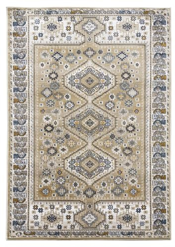 SrS Rugs® Impulse - Area Rug for Living Room, Bedroom, Hallway Runner Rug - Abstract Geometric Design - Provides Home with Comfort and Warmth (Katana Beige, 160cm x 220cm)