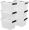 Tyminin 3L Small Storage Boxes with Latch Lids, Set of 6 Plastic Stackable Boxes with Hnadle, Clear