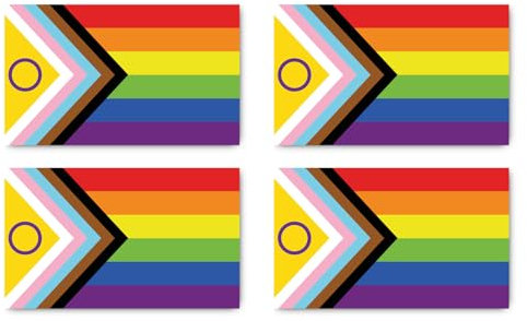 Aufkleber: 200x120 mm, 4 Stück - Flagge - Inclusive Pride - LGBTQ - für Auto, Laptop und mehr