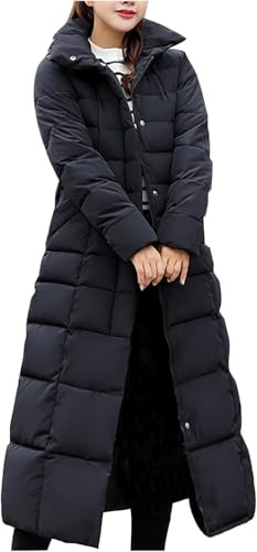 Suncadmious Womens Fashion Hooded Coat Quilted Long Puffer Jackets Waterproof Warm Winter Maxi Length Parka Coats