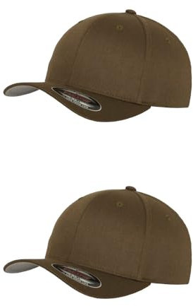 GIDUTEX Flexfit Unisex Wooly Combed Cap 2er Pack inkl. Schlüsselband Baseball Cap Basecap by (DE/NL/SE/PL, Alphanumerisch, S, M, Olive)