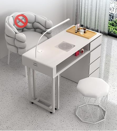80 cm Moderne Maniküre Tisch – Multifunktionaler Nageltisch Mit Absaugung Beleuchtung Kabellosem Laden Und Staubabsaugsystem Für Nagelstudio Tisch Und Den Heimgebrauch