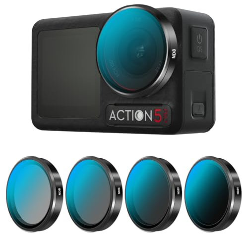 REYGEAK ND Filter Set für Osmo Action 5 Pro, ND8/16/32/64 für OSMO Action 5/4, Aluminiumrahmen Multi-Coated HD Optical Glass