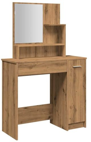 vidaXL Schminktisch mit Spiegel Artisan-Eiche 74,5x40x141 cm, Frisiertisch, Schlafzimmertisch, Kosmetiktisch mit Spiegel, Kosmetiktisch