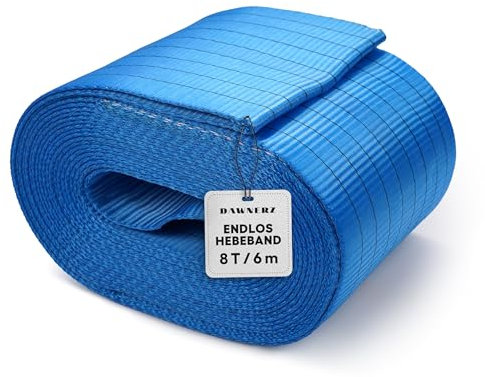 Dawnerz Endlos-Hebeband 8000 kg Direkt WLL, 6m - Einlagige Hebeschlinge - Schwerlast Hebegurt aus Polyester