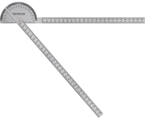 Smgda Angle Protractor, 0-180° Degree Stainless Steel 30 cm Two Arm Angle Finder Ruler, Woodworking Ruler Angle Measure Tool, Engineer Protractor Gauge for Painting Drawing (30cm)