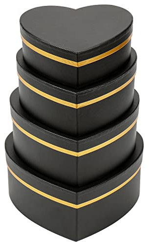 Oairse 4er-Set Geschenkbox Herzform Aufbewahrungsbox mit Deckel Geschenkschachtel Karton Blumenbox Ordnungsboxen Schmuckschachtel Geburtstag Muttertagsgeschenk