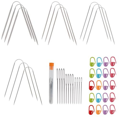 12 Stück Rundstricknadeln, Edelstahl Stricknadeln Mit Nadellehre, Rund Stricknadeln Set 2mm/2.5mm/3mm/4mm, Rundstricknadeln Sockenstricknadeln, für Pullover, Ärmel, Schals und Socken