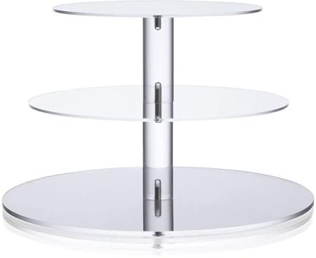 Ulifeme Cupcake Ständer, Tortenständer 3 Etagen Acryl für Hochzeit, Party, Geburtstag, Baby Duschen & Kuchen Dessert, Torten Etagere 3 Stöckig 4mm Dicke, Kuchenständer 10'' / 8'' / 6'' Durchmesser