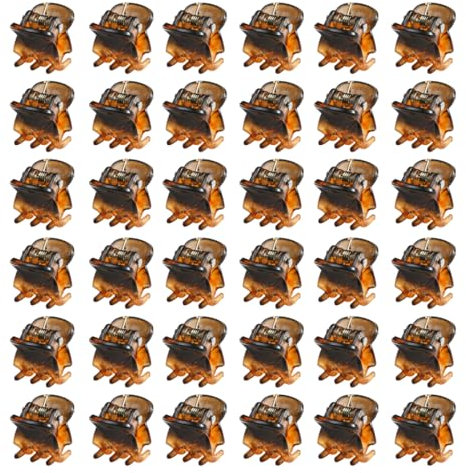 WeddHuis 36 Stück Mini Haarspangen, Klein Haarklammer, Klaue Clips, Rutschfestem Griff, für Design, Kinder und Erwachsene (1 cm) (Braun)