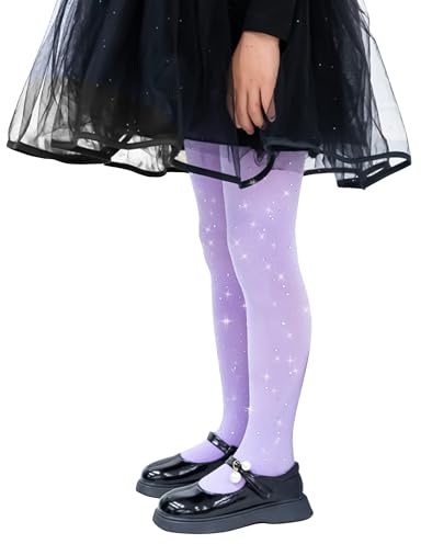 LOLANTA Collant con strass su tutta la superficie per bambine, collant semiopachi scintillanti per danza, feste, spettacoli, 6-12 anni