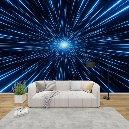 AevuCub Tapete Optische Täuschung, Fototapete Weltraum Schlafzimmer, Tapeten Vliestapete Marineblau Wohnzimmer, Wandtapete Kinderzimmer Jungen Wanddeko, Mustertapete Vlies 250 x 175 cm (B x H)