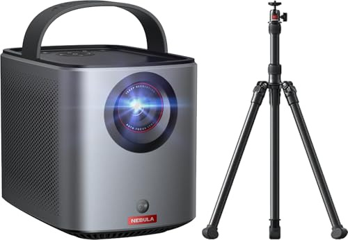 NEBLUA Mars 3 Air Mini Beamer mit Mars 2 Universalstativ, 1080p, mit Google TV, Smart, WLAN Projektor, Tragbarer Projektor mit 400 ANSI-Lumen, Dolby Digital, 2*8W, 150-Zoll Bild, Integrierter Akku, 2,