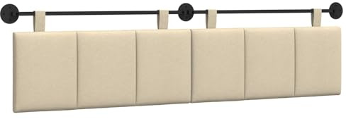 vidaXL Hängendes Kopfteil Creme Stoff, Wanddeko fürs Schlafzimmer: modernes hängendes Kopfteil, gepolsterte platzsparende Platte, verstellbares minimalistisches Design