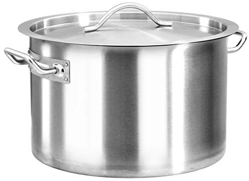 LoogCape Cooking Pot 24 L Stainless Steel with Glass Lid 36 x 24 cm for Induction Gas Hob Durable Dishwasher Safe Heat Resistant Universal Ideal for Soups, Stews, Sauces