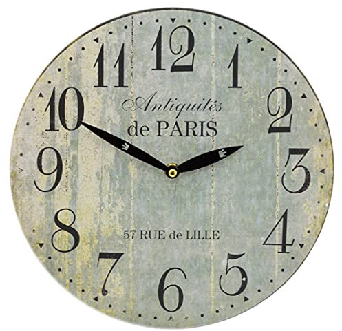 Carousel Home 28cm Duck Egg Blue French Antique Style Wall Clock | Antiquities De Paris Round Vintage Style Clock | Shabby Chic Wall Clock