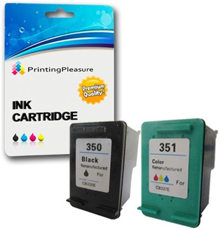 Printing Pleasure 2 XL Druckerpatronen für HP Photosmart C4280 C4380 C4480 C4485 C4580 C5280 D5360 Officejet J6410 J6415 Deskjet D4260 D4360 | kompatibel zu HP 350XL (CB336EE) & HP 351XL (CB338EE)