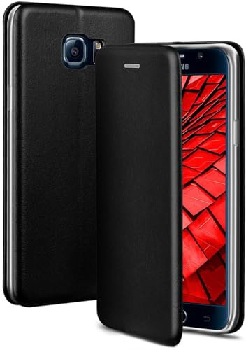 ONEFLOW Business Case für Samsung Galaxy S6 Handyhülle klappbar mit Standfunktion, Klapphülle Flipcase Cover Dünn, PU Leder Hülle mit Kartenfach, 360 Grad Schutzhülle, Schwarz