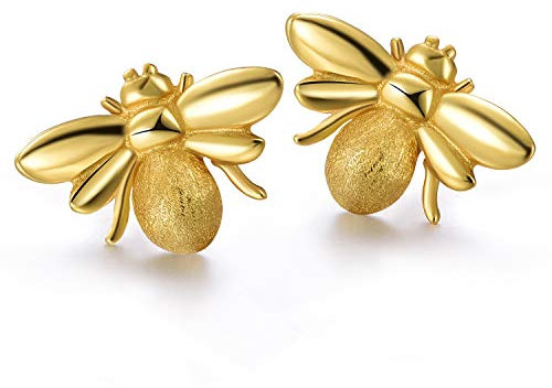 ✦ Weihnachtsgeschenke ✦Springlight Ohrringe Silber 925 Süße Honigbiene Ohrstecker Am Beliebtesten Ohrringe Handmade Schmuck Damen Geschenke für Frauen.(Gold)