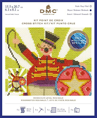 DMC Ring Master Cross Stitch Kit, Includes Aida Canvas 5.5pts/cm, Embroidery Thread 117MC Mouliné, Needle and Instructions
