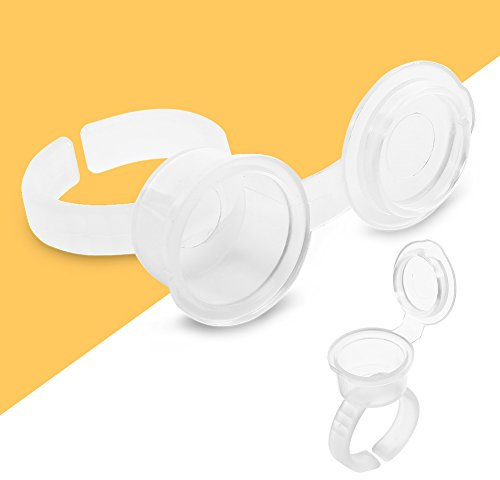 100pcs Tattoo Ringe, Tattoo Ink Cap, Professionelle Tattoo Tinte Ringe Tattoo Ink Ring Wimpernverlängerung Pigment Tintenhalter Behälter Cup mit Deckel Tattoo Kit für
