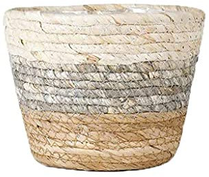 GUMEI Pot De Jardinage Pot De Fleur Plante en Pot Rond Pot De Fleur Panier Tissé À La Main Plante Panier Planteur D'intérieur